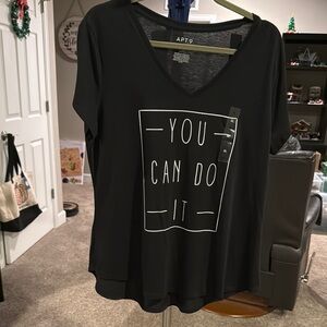 Apt. 9 NWT Black V-Neck Graphic Tops size XL